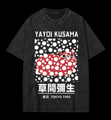 Yayoi Kusama's Cat Vintage Washed 100% Cotton T-Shirt