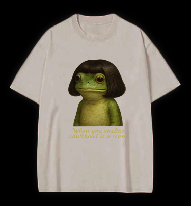 Frog: Adulthood Is a Scam Vintage Washed 100% Cotton T-Shirt