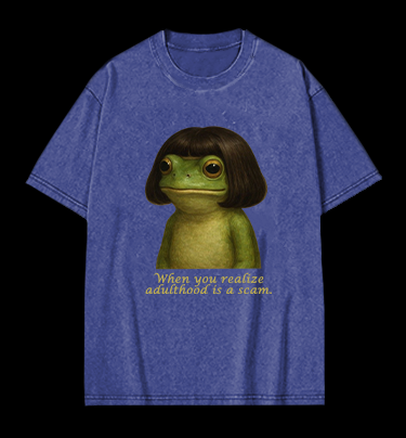 Frog: Adulthood Is a Scam Vintage Washed 100% Cotton T-Shirt