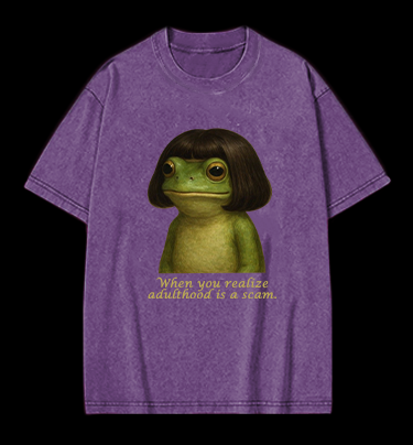 Frog: Adulthood Is a Scam Vintage Washed 100% Cotton T-Shirt