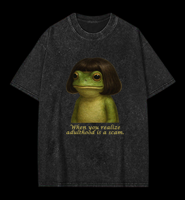 Frog: Adulthood Is a Scam Vintage Washed 100% Cotton T-Shirt