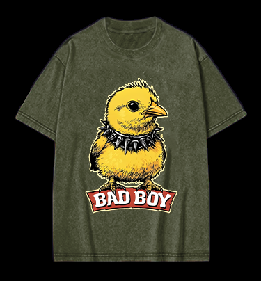 Bad Boy Birdie Vintage Washed 100% Cotton T-Shirt