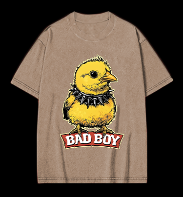Bad Boy Birdie Vintage Washed 100% Cotton T-Shirt