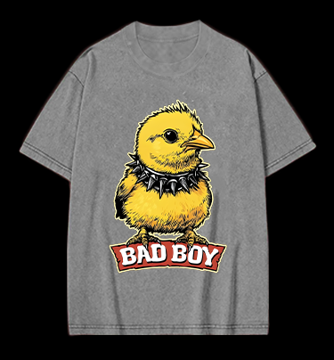 Bad Boy Birdie Vintage Washed 100% Cotton T-Shirt