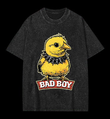 Bad Boy Birdie Vintage Washed 100% Cotton T-Shirt