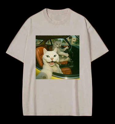 Cool Cats on the Road Vintage Washed 100% Cotton T-Shirt