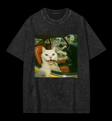 Cool Cats on the Road Vintage Washed 100% Cotton T-Shirt