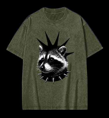 Punk Raccoon Vintage Washed 100% Cotton T-Shirt