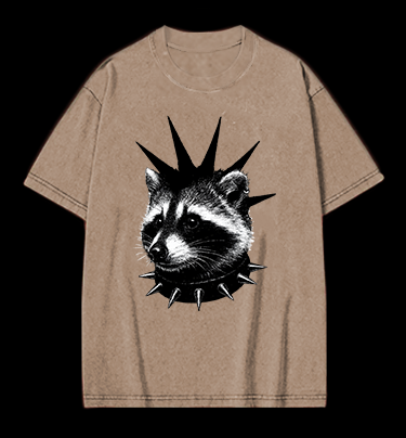 Punk Raccoon Vintage Washed 100% Cotton T-Shirt