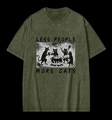 Gothic Magical Cats Vintage Washed 100% Cotton T-Shirt