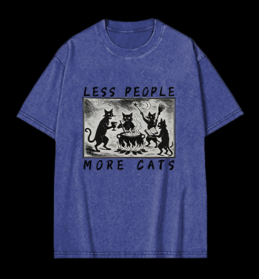 Gothic Magical Cats Vintage Washed 100% Cotton T-Shirt
