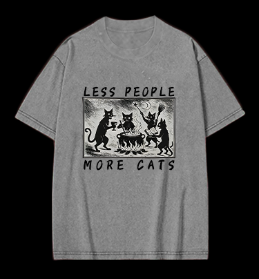 Gothic Magical Cats Vintage Washed 100% Cotton T-Shirt