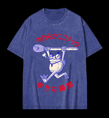 Frog's Happy Moment Vintage Washed 100% Cotton T-Shirt