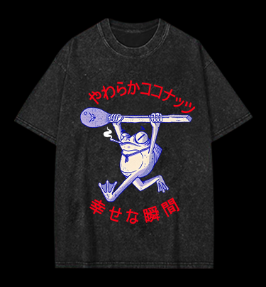 Frog's Happy Moment Vintage Washed 100% Cotton T-Shirt