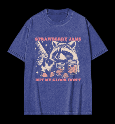 Raccoon Strawberry Jam Gang Vintage Washed 100% Cotton T-Shirt