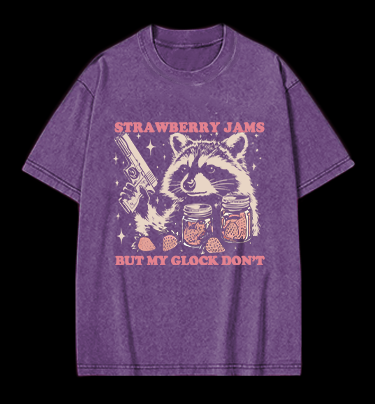 Raccoon Strawberry Jam Gang Vintage Washed 100% Cotton T-Shirt