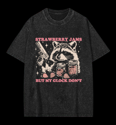 Raccoon Strawberry Jam Gang Vintage Washed 100% Cotton T-Shirt