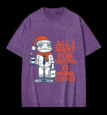 Frog's Christmas Wish Vintage Washed 100% Cotton T-Shirt