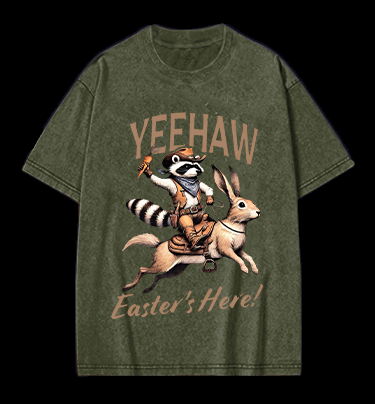 Easter Here Vintage Washed 100% Cotton T-Shirt