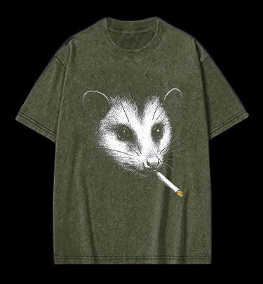 Smoking Opossum Vintage Washed 100% Cotton T-Shirt