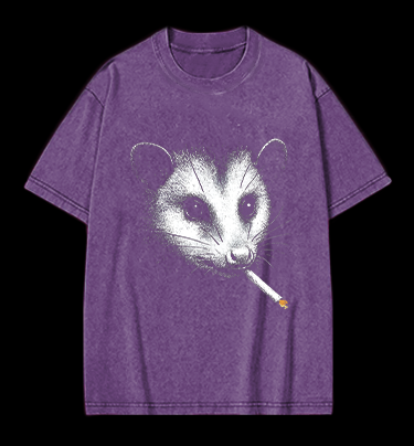 Smoking Opossum Vintage Washed 100% Cotton T-Shirt