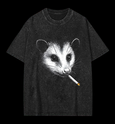 Smoking Opossum Vintage Washed 100% Cotton T-Shirt