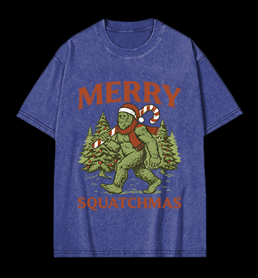 Bigfoot's Merry Squatchmas Vintage Washed 100% Cotton T-Shirt