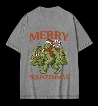 Bigfoot's Merry Squatchmas Vintage Washed 100% Cotton T-Shirt