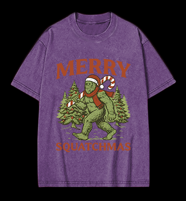 Bigfoot's Merry Squatchmas Vintage Washed 100% Cotton T-Shirt
