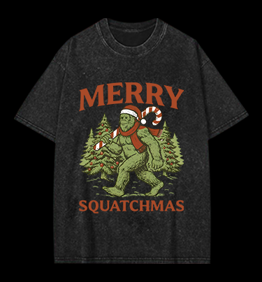 Bigfoot's Merry Squatchmas Vintage Washed 100% Cotton T-Shirt