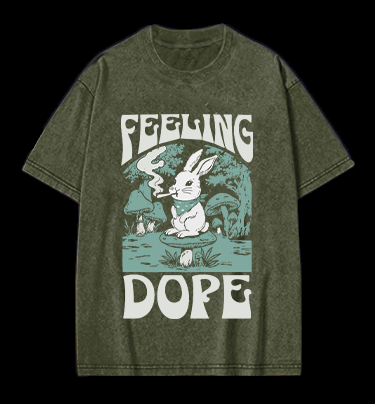 The Rabbit's Dope Vintage Washed 100% Cotton T-Shirt