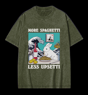 Rabbit's Pasta Time Vintage Washed 100% Cotton T-Shirt