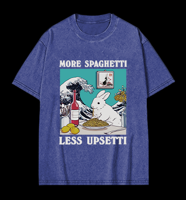 Rabbit's Pasta Time Vintage Washed 100% Cotton T-Shirt