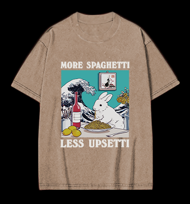 Rabbit's Pasta Time Vintage Washed 100% Cotton T-Shirt