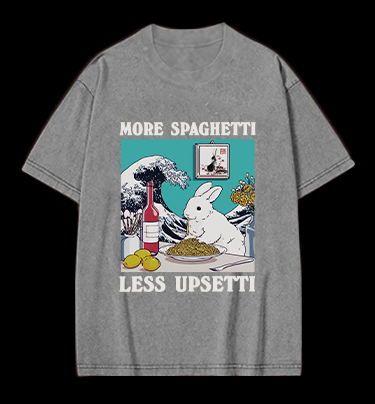 Rabbit's Pasta Time Vintage Washed 100% Cotton T-Shirt