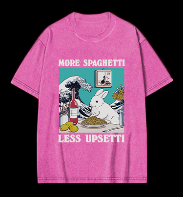 Rabbit's Pasta Time Vintage Washed 100% Cotton T-Shirt