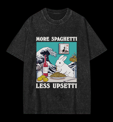 Rabbit's Pasta Time Vintage Washed 100% Cotton T-Shirt