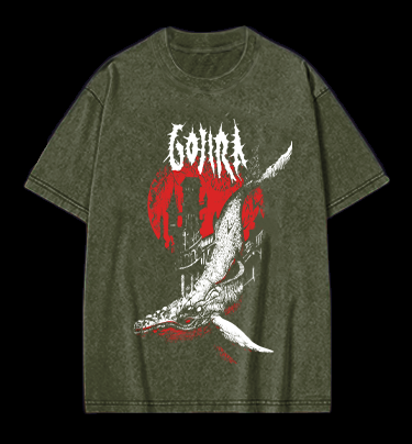 Gojira Metallic Leviathan Rising Monster Vintage Washed 100% Cotton T-Shirt