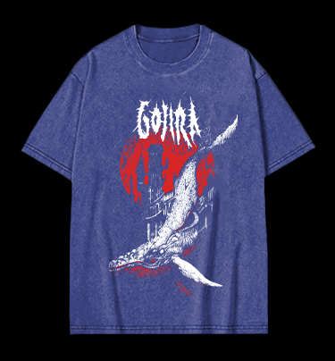 Gojira Metallic Leviathan Rising Monster Vintage Washed 100% Cotton T-Shirt