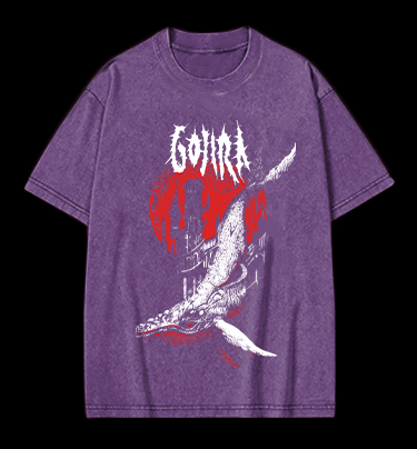 Gojira Metallic Leviathan Rising Monster Vintage Washed 100% Cotton T-Shirt