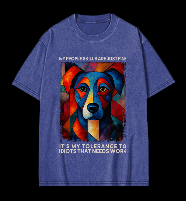 Piet Cornelies Mondrian Dog  Vintage Washed 100% Cotton T-Shirt