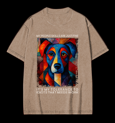 Piet Cornelies Mondrian Dog  Vintage Washed 100% Cotton T-Shirt