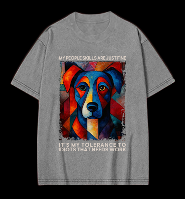 Piet Cornelies Mondrian Dog  Vintage Washed 100% Cotton T-Shirt