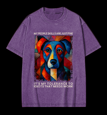 Piet Cornelies Mondrian Dog  Vintage Washed 100% Cotton T-Shirt