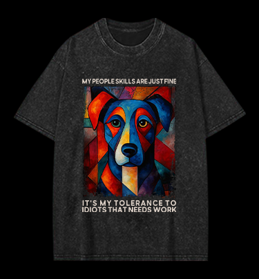 Piet Cornelies Mondrian Dog  Vintage Washed 100% Cotton T-Shirt