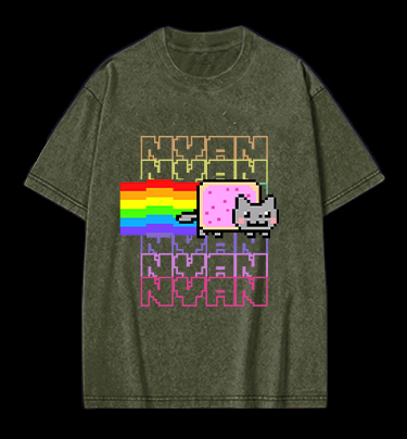 Nyan Cat  Vintage Washed 100% Cotton T-Shirt