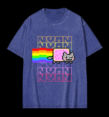 Nyan Cat  Vintage Washed 100% Cotton T-Shirt