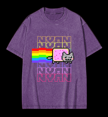 Nyan Cat  Vintage Washed 100% Cotton T-Shirt