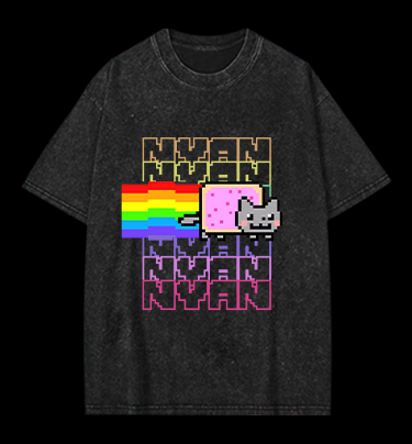Nyan Cat  Vintage Washed 100% Cotton T-Shirt