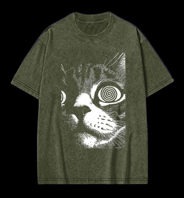 Scary Cat Vintage Washed 100% Cotton T-Shirt